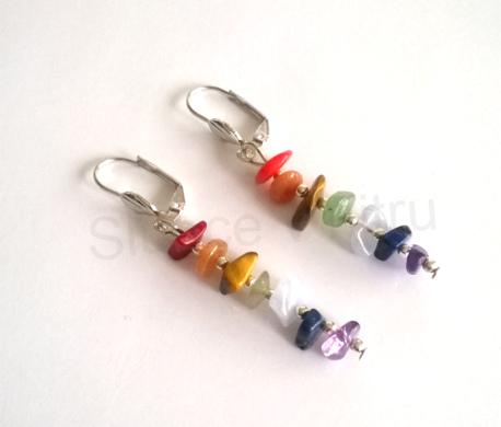 Minerální náušnice čakrové z chirurgické oceli (BB209)