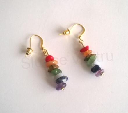 Minerální náušnice čakrové z chirurgické oceli (BB212)