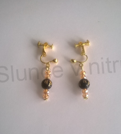 Náušnice klipsy se swarovski, kulička štěstí šroubovací (BB225)