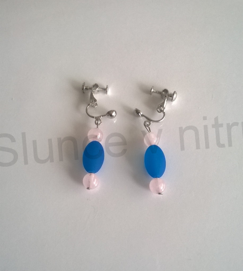 Náušnice klipsy s růženínem šroubovací (BB246)