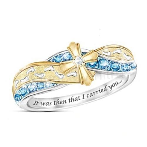 Dámský prsten s křížem a kamínky – velikost 56 (BP266)