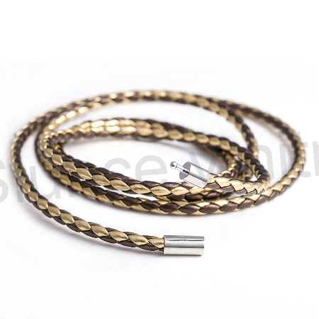 Kožený náramek ručně pletený velký (BC390)