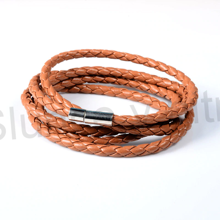 Kožený náramek ručně pletený velký (BC391)