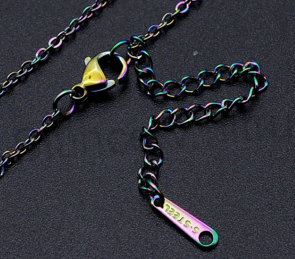 Řetízek z chirurgické oceli - pokovený duhový 40 a 6 cm (Y9)