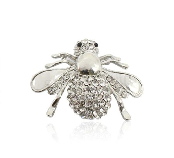 Brož s kamínky Swarovski Elements – včela, zlatá (HB56)