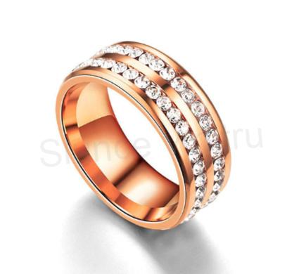 Růžový prsten z chirurgické oceli a zirkony (BP40)