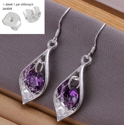 Postříbřené náušnice kapka s modrým zirkonem + dárek zarážky (BE119)