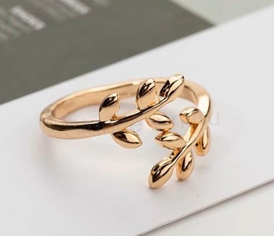 Otevřený prstýnek větvička stromu Oliva zlatý (BP258)