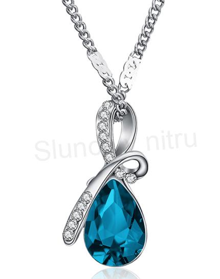 Postříbřený náhrdelník přívěšek slza Swarovski Elements (BD26)