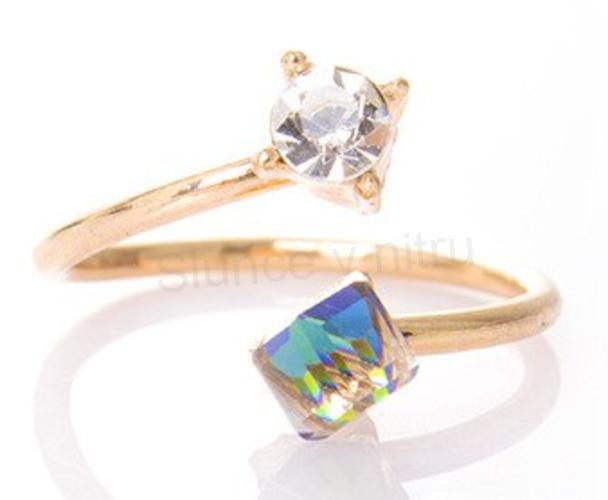 Otevřený zirkonový prsten – nastavitelný, zlatý (BP139)