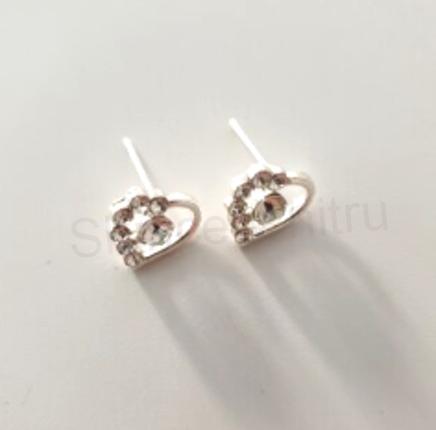 Puzetové náušnice Srdíčko se zirkony (BB61)