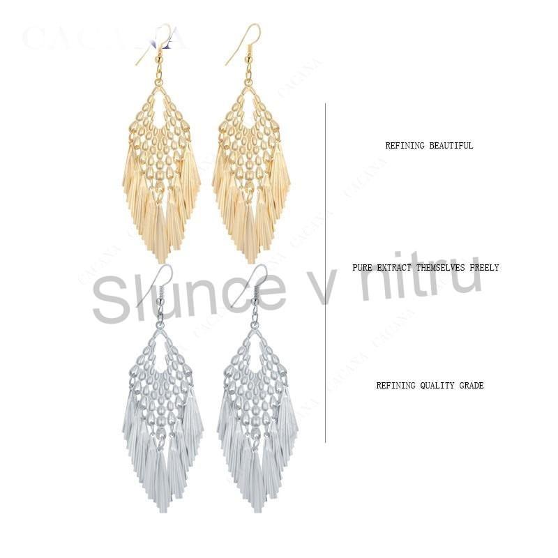 Dlouhé visací náušnice lístky pozlacené (BB273)