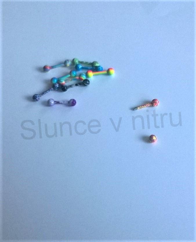 Piercing z chirurgické oceli tyčka s kuličkami barevný 12 mm (BB274)