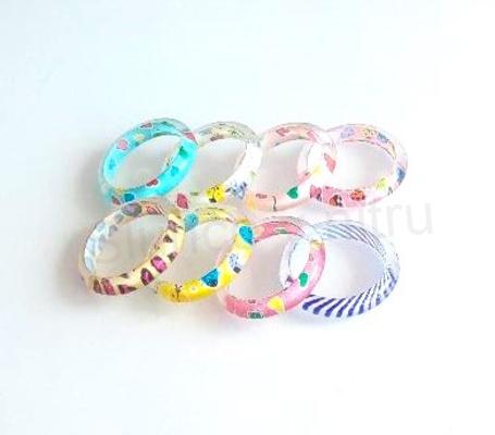 Prsten barevný růžový 19 mm z pryskyřice (BP143)