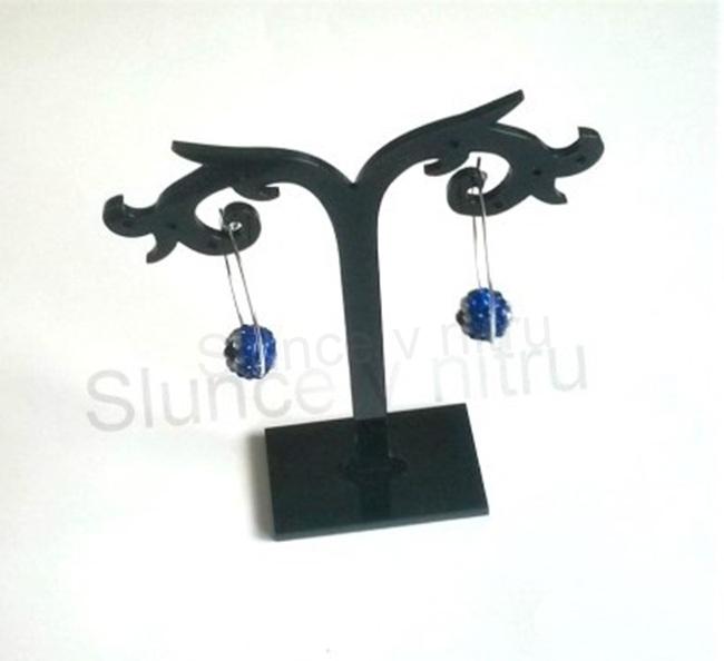 Stříbrné náušnice kruhy Swarovski korálek modré (BB278)