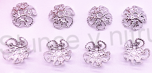Kaplík kytička 10 x 4 mm - postříbřené - balení 10 ks (AA265)