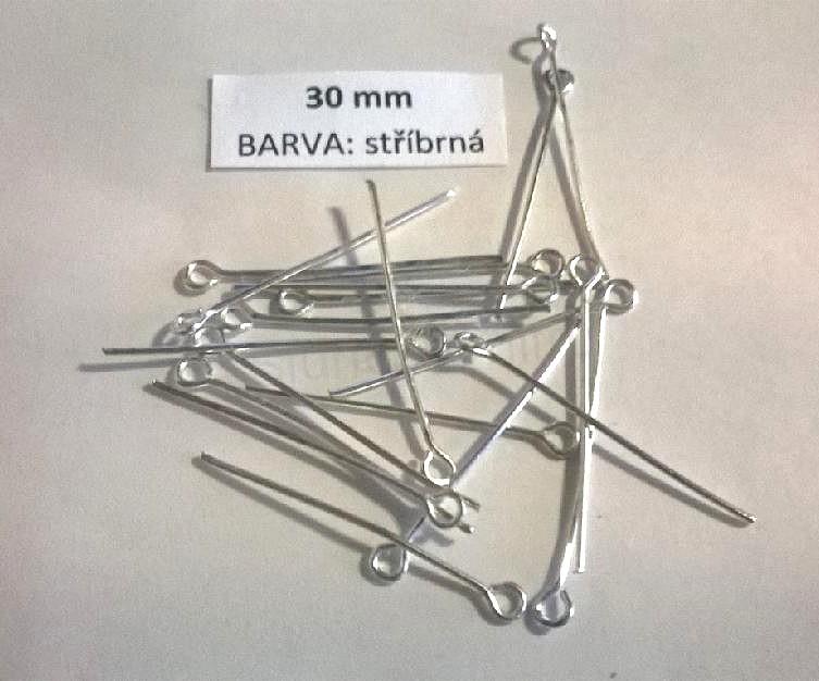 Ketlovací jehla 30 mm stříbrná 20 kusů v balení (AA267)