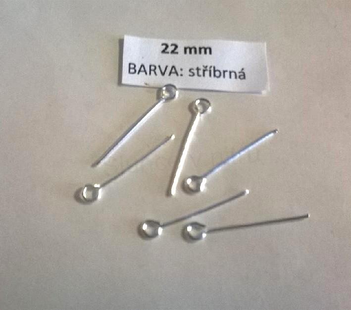 Ketlovací jehla 22 mm stříbrná 20 kusů v balení (AA268)