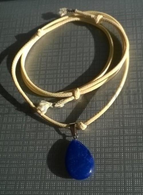 Provázkový náhrdelník přívěšek Lapis lazuli - slza (BD49)