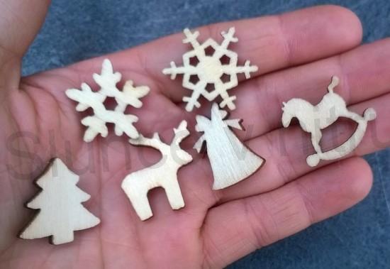 Dřevěné výřezy - ozdoby mix 6 ks (V7)