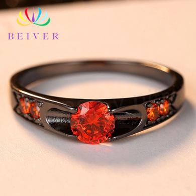 Černý prsten se zirkony CZ 0,5 ct (BP153)