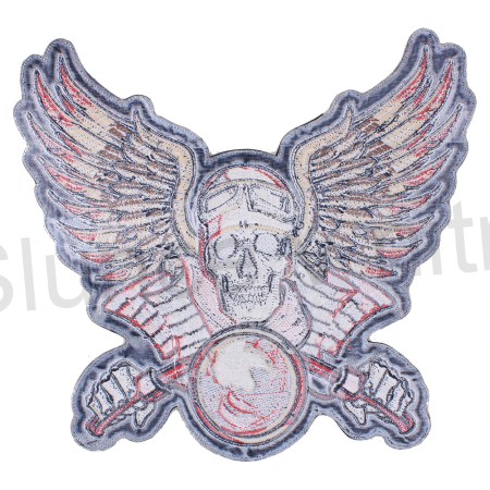 Moto nášivka winged skull on a motorcycle velká (C330)