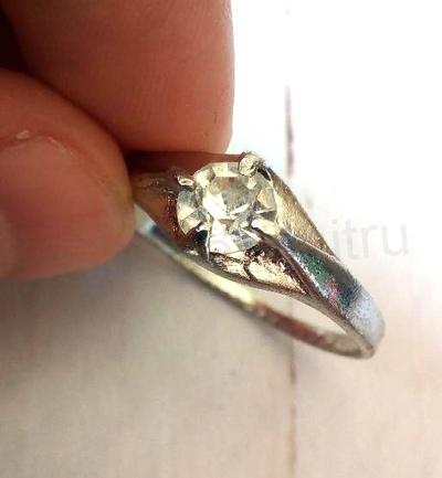 Pokovený prsten s čirým zirkonem velikost 66 (BP154)