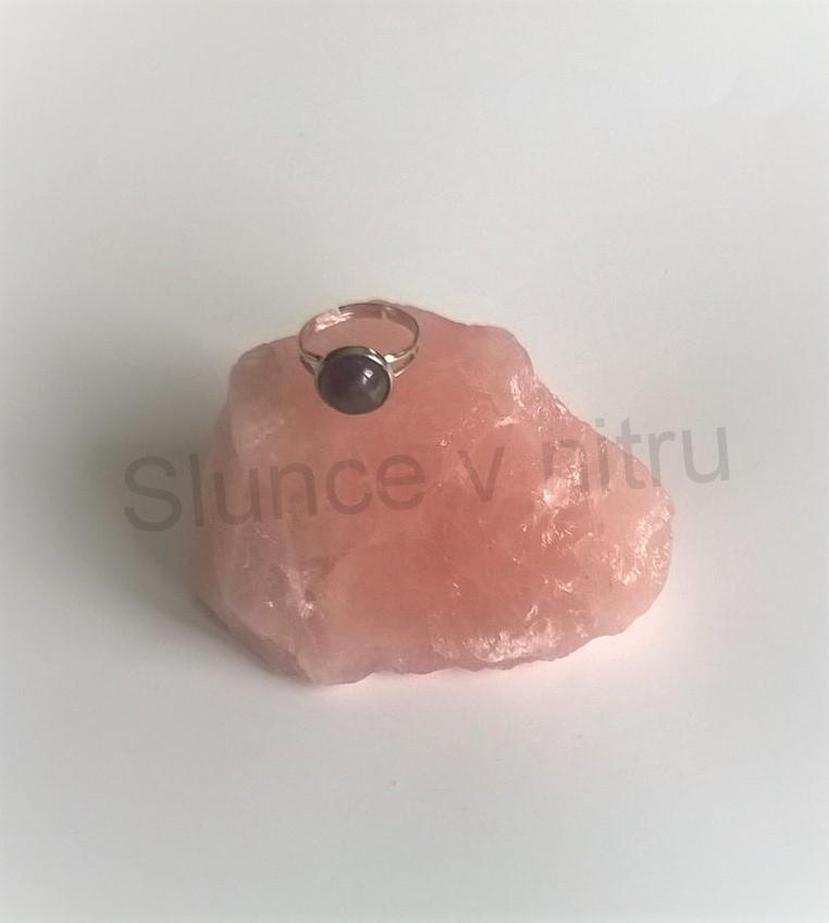 Nastavitelný stříbrný minerální prsten Ametyst 10 x 10 mm (X240)