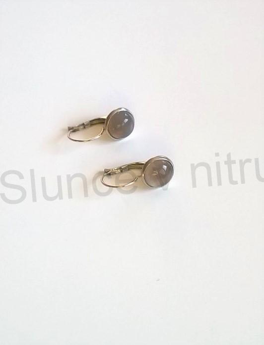 Minerální stříbrné achátové náušnice 10 x 10 mm (X246)