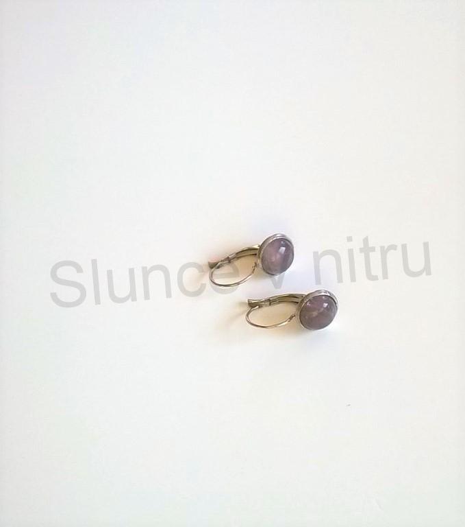 Minerální stříbrné ametystové náušnice 10 x 10 mm (X247)