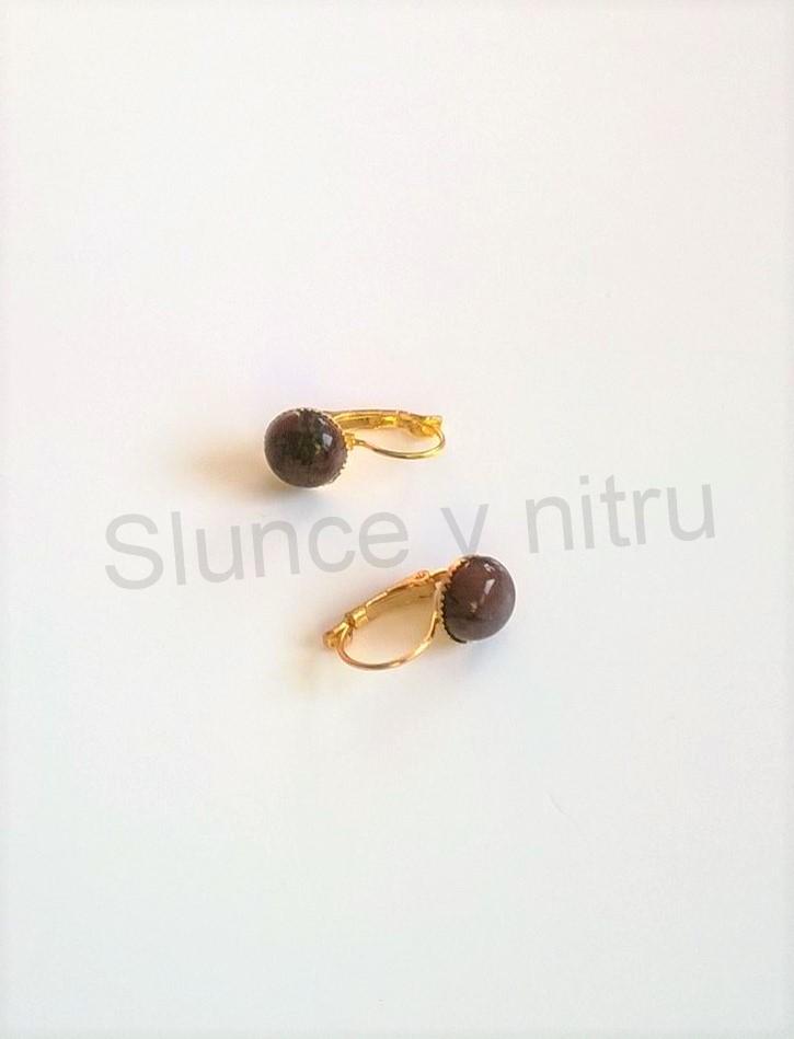 Minerální zlaté jaspisové náušnice 10 x 10 mm (X248)