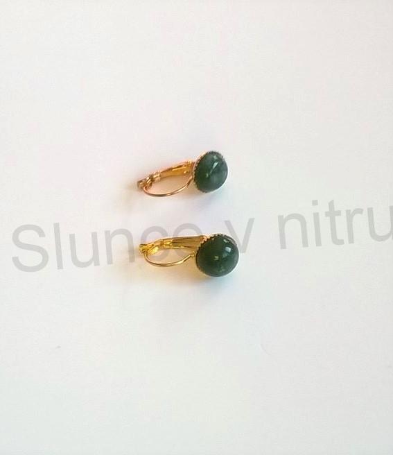 Minerální zlaté achátové náušnice 10 x 10 mm (X249)