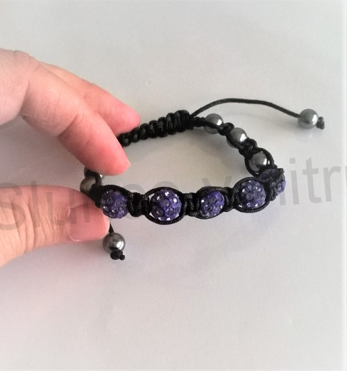 Náramek shamballa s pave korálků Swarovski fialové (BC439)