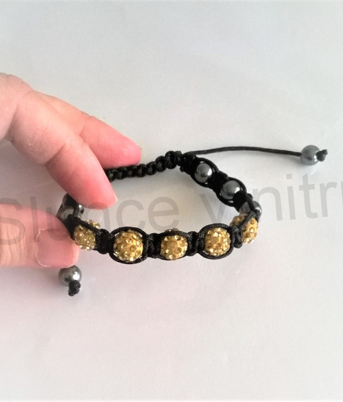 Náramek shamballa s pave korálků Swarovski zlaté (BC440)