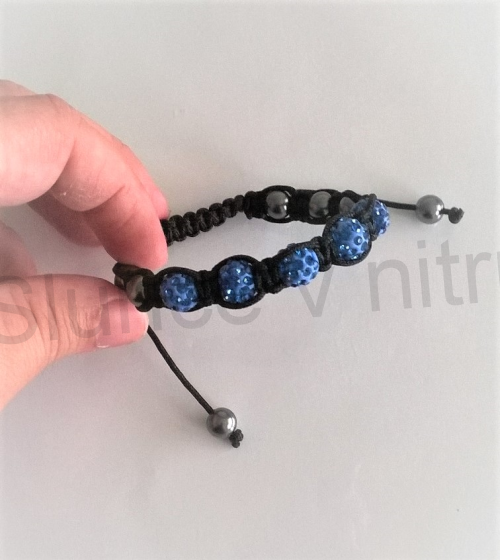 Náramek shamballa s pave korálků Swarovski modré (BC442)