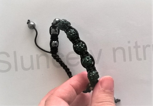 Náramek shamballa s pave korálků Swarovski tmavě zelené (BC443)