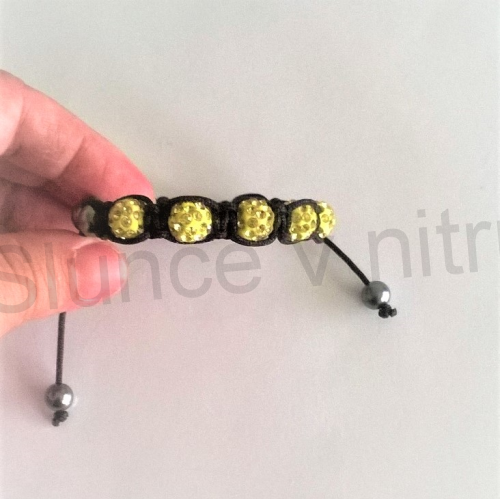 Náramek shamballa s pave korálků Swarovski žluté (BC449)