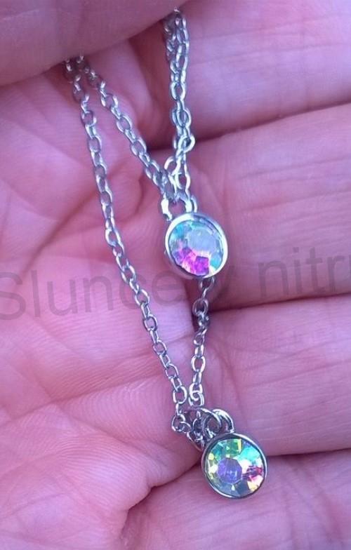 Dvojitý stříbrný náhrdelník se dvěma kamínky (BD230)