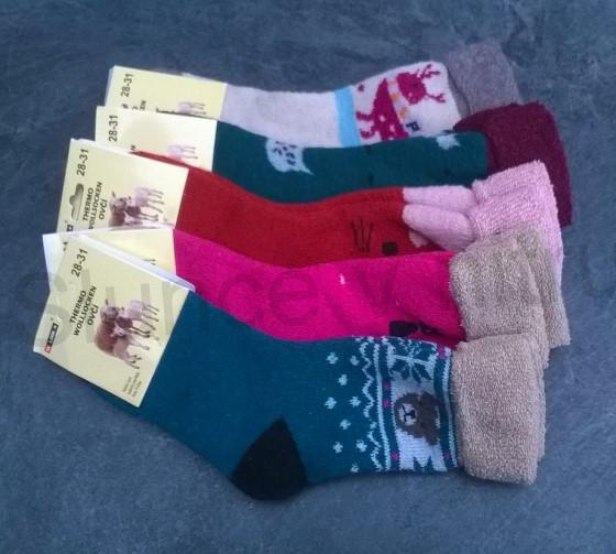 Dětské ovčí vlněné zdravotní thermo ponožky vel.28 - 31 (K102)