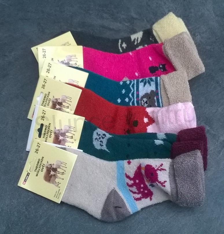 Dětské  ovčí vlněné zdravotní thermo ponožky vel.26 - 27 (K103)