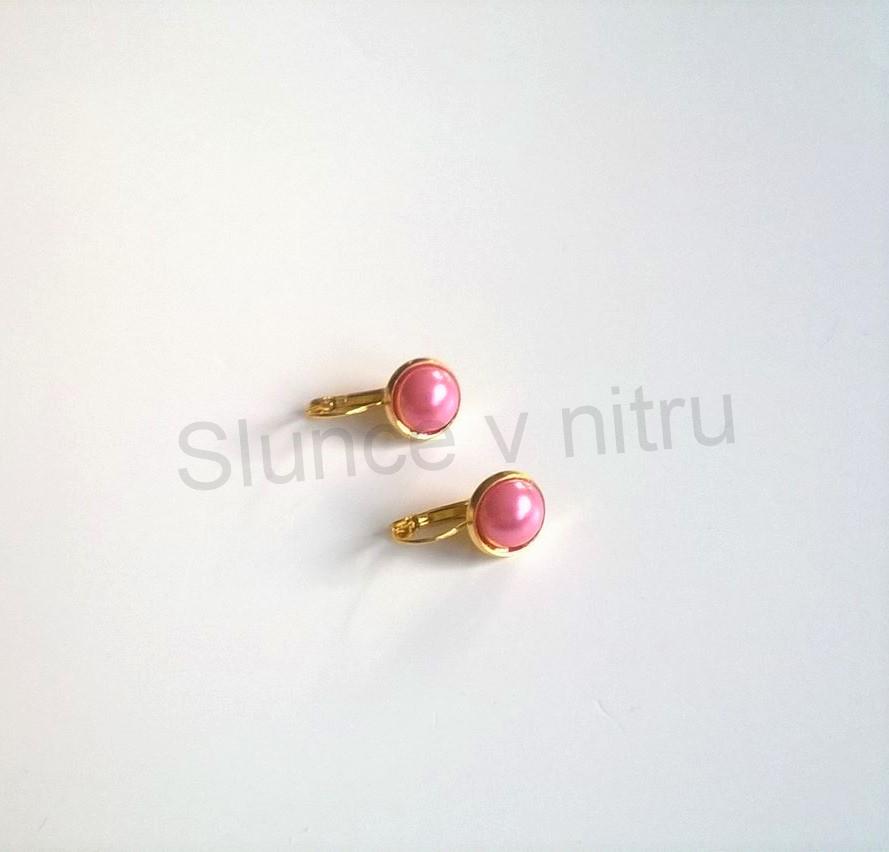 Zlaté náušnice s  perleťovou perlou (BB337)