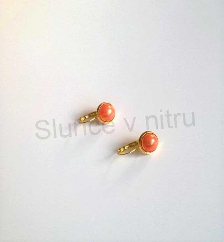 Zlaté náušnice s  perleťovou perlou (BB338)