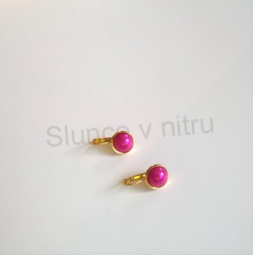 Zlaté náušnice s  perleťovou perlou (BB340)