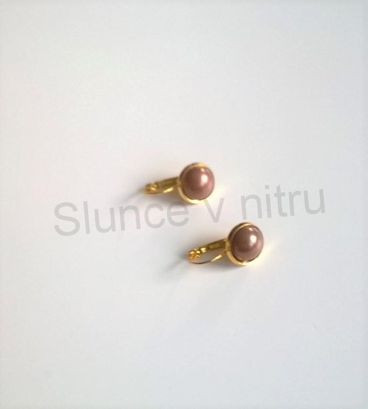 Zlaté náušnice s  perleťovou perlou (BB341)