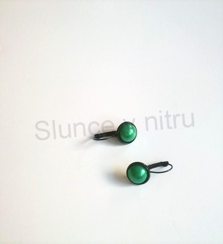 Černé náušnice s  perleťovou perlou (BB344)