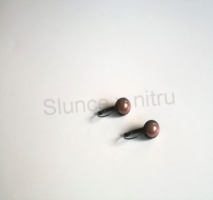 Černé náušnice s  perleťovou perlou (BB347)