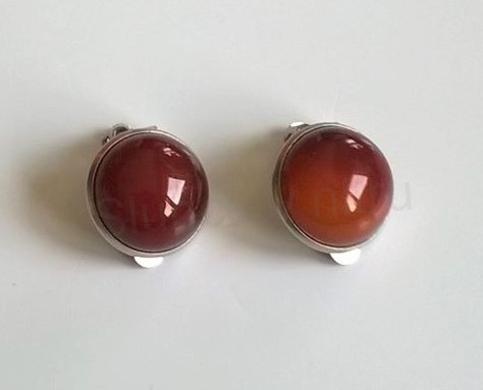 Minerální náušnice klipsy s karneolem 22,1 x 17,5 mm (X261)