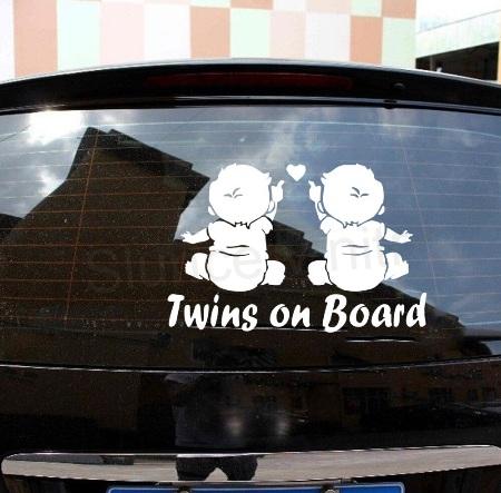 Samolepky na auto Dítě v autě Dvojčata 3D (E168)