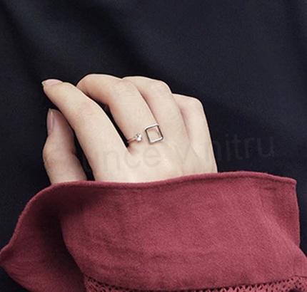 Otevřený geometrický prsten se zirkonem (BP141)