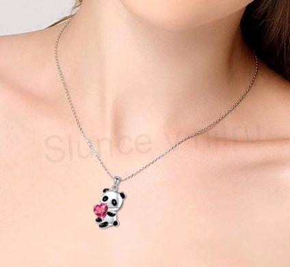 Postříbřený náhrdelník s přívěskem medvídek se zirkonem (BD231)